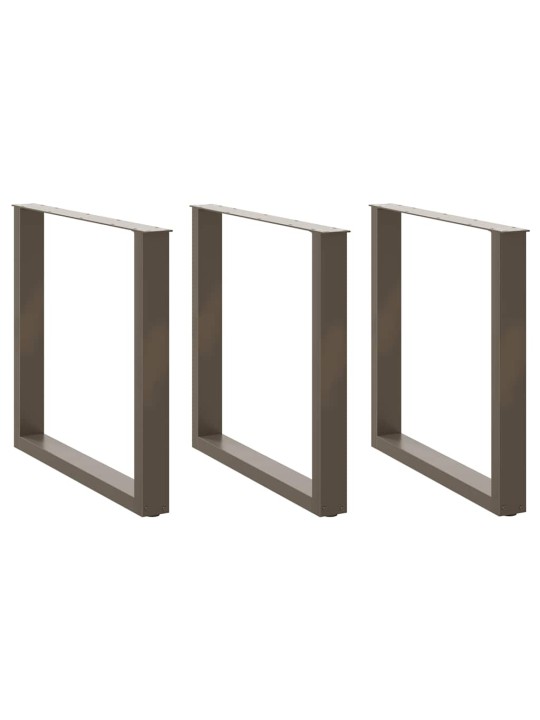 Nohy k jídelnímu stolu ve tvaru u, 3 ks, přírodní ocel, 80 x (72-73) cm, ocel