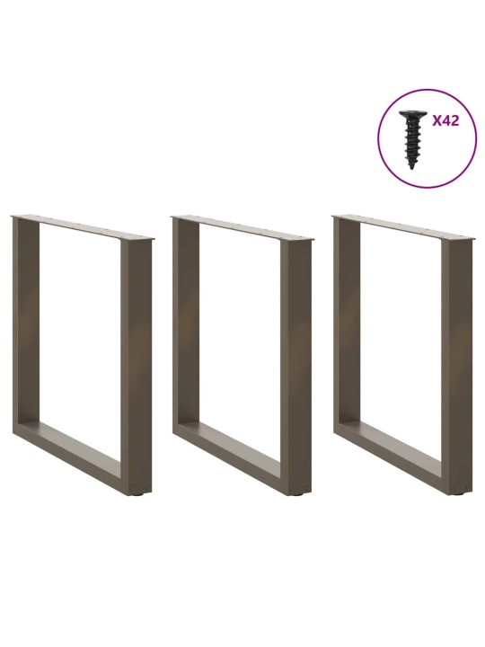 Nohy k jídelnímu stolu ve tvaru u, 3 ks, přírodní ocel, 80 x (72-73) cm, ocel