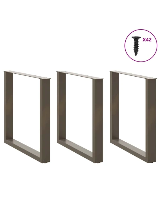 Nohy k jídelnímu stolu ve tvaru u, 3 ks, přírodní ocel, 80 x (72-73) cm, ocel