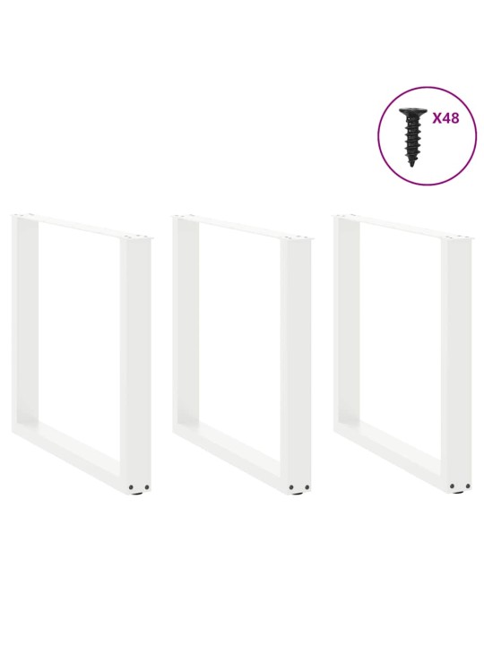 Nohy k jídelnímu stolu ve tvaru u, 3 ks, bílé, 90 x (72-73) cm, ocel
