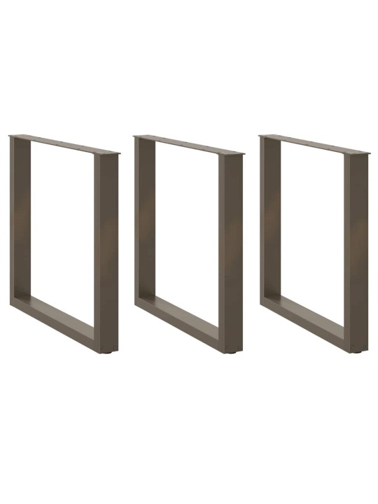 Nohy k jídelnímu stolu ve tvaru u, 3 ks, přírodní ocel, 90 x (72-73) cm, ocel