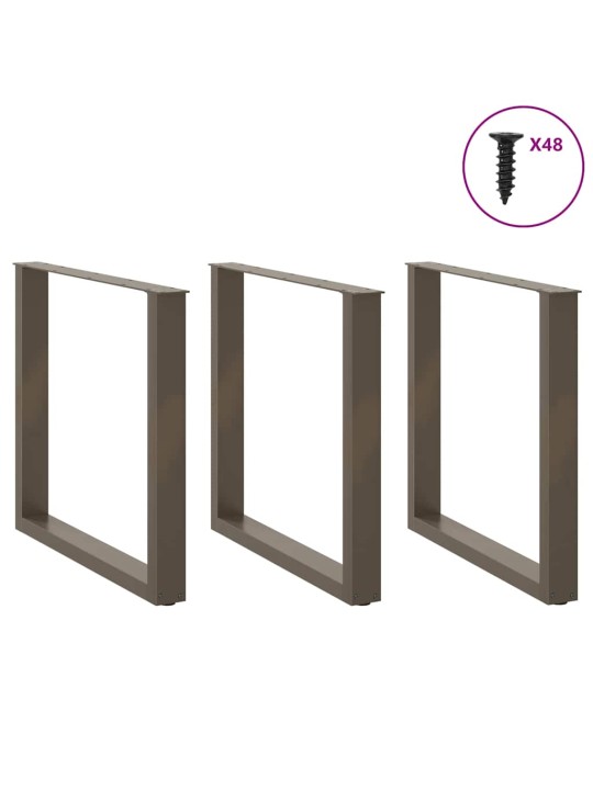 Nohy k jídelnímu stolu ve tvaru u, 3 ks, přírodní ocel, 90 x (72-73) cm, ocel