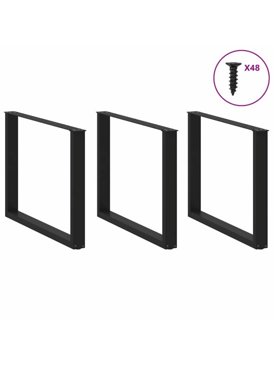 Nohy k jídelnímu stolu ve tvaru u, 2 ks, černé, 100 x (72-73) cm, ocel