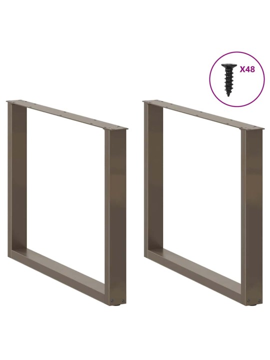 Nohy k jídelnímu stolu ve tvaru u, 3 ks, přírodní ocel, 100 x (72-73) cm, ocel