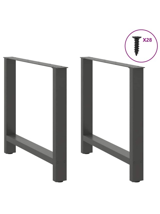 Nohy k jídelnímu stolu antracitové 2 ks 80 x (72-73) cm ocelové