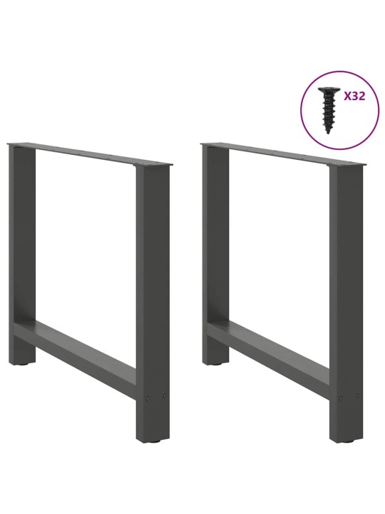 Nohy k jídelnímu stolu antracitové 2 ks 100 x (72-73) cm ocelové