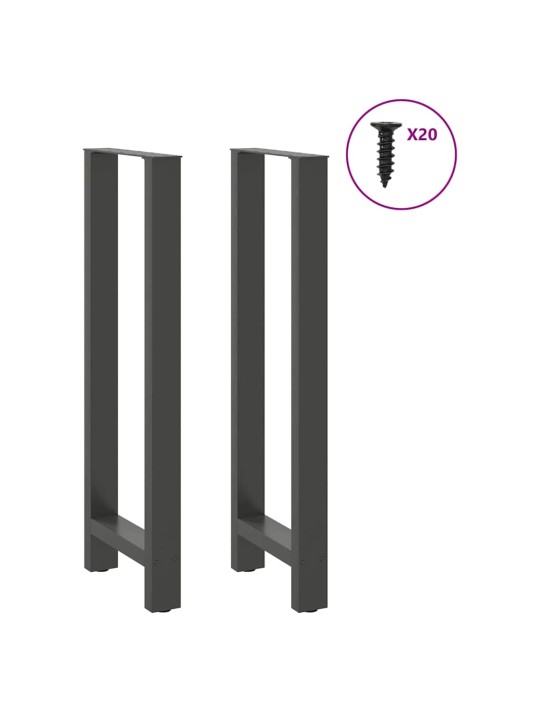 Nohy k barovému stolu antracitové 2 ks 40 x (110-111) cm ocelové