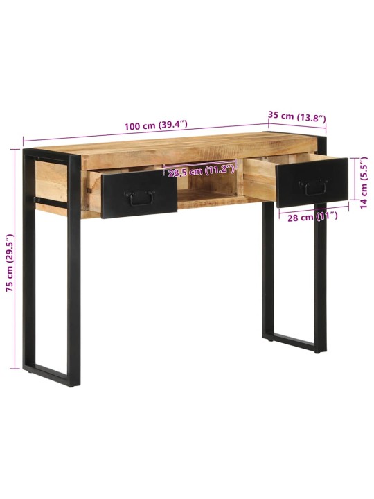 Konzolový stolek 100x35x75 cm masivní hrubé mangovníkové dřevo