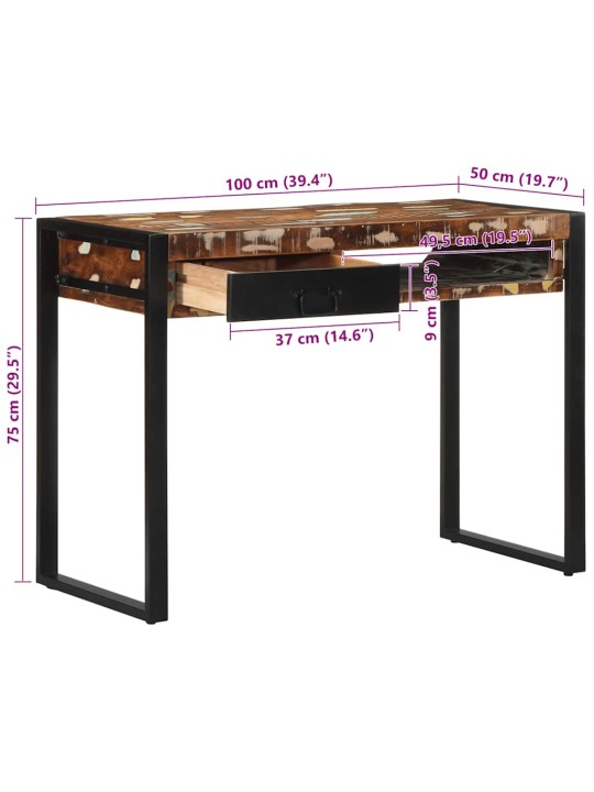 Psací stůl vícebarevné 100x50x75 cm recyklované dřevo