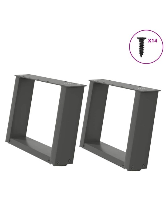 Nohy konferenčního stolku ve tvaru u 2 ks antracitové 40 x (30-31) cm ocelové