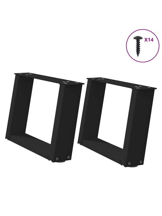 Nohy konferenčního stolku ve tvaru u, 2 ks, černé, 50 x (30-31) cm, ocel