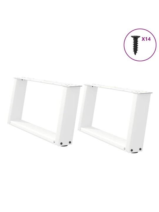 Nohy konferenčního stolku ve tvaru u, 2 ks, bílé, 60 x (30-31) cm, ocel