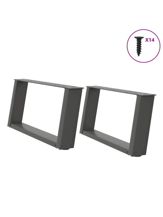 Nohy konferenčního stolku ve tvaru u 2 ks antracitové 60 x (30-31) cm ocelové