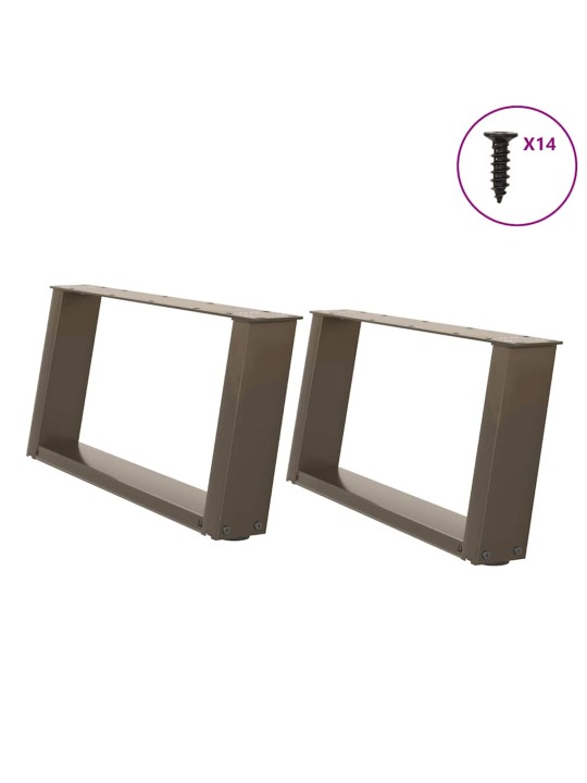 Nohy konferenčního stolku ve tvaru u, 2 ks, přírodní ocel, 60 x (30-31) cm, ocel