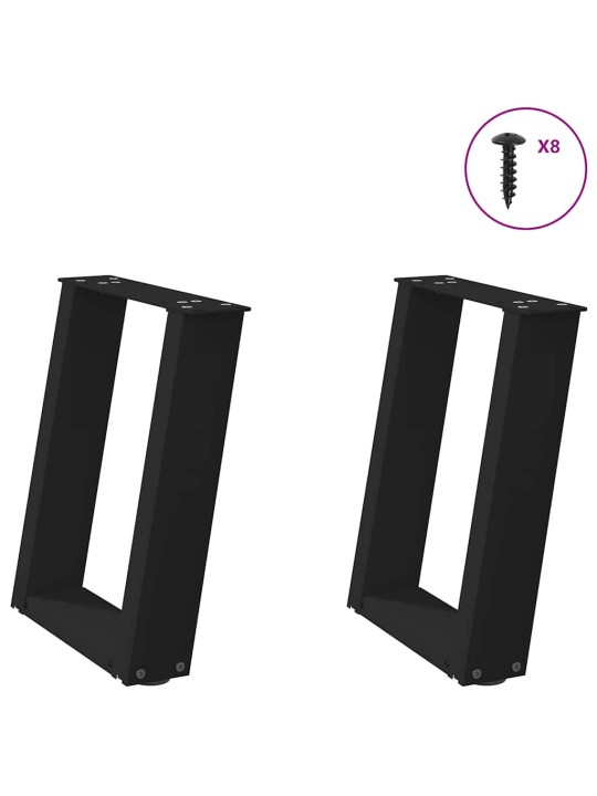 Nohy konferenčního stolku ve tvaru u, 2 ks, černé, 28 x (42-43) cm, ocel