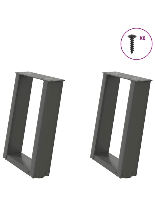 Nohy konferenčního stolku ve tvaru u 2 ks antracitové 28 x (42-43) cm ocelové