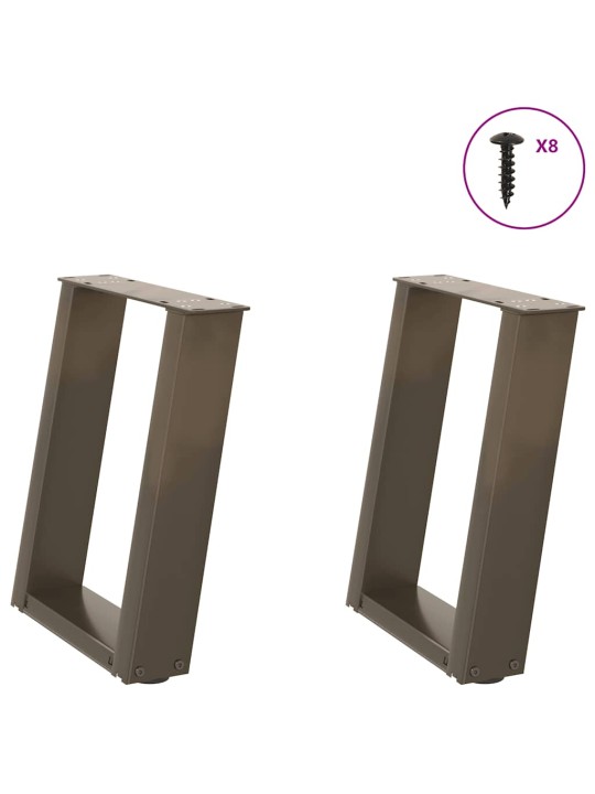 Nohy konferenčního stolku ve tvaru u, 2 ks, přírodní ocel, 28 x (42-43) cm, ocel