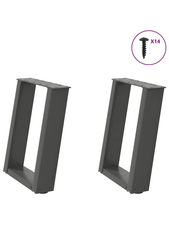 Nohy konferenčního stolku ve tvaru u 2 ks antracitové 38 x (42-43) cm ocelové