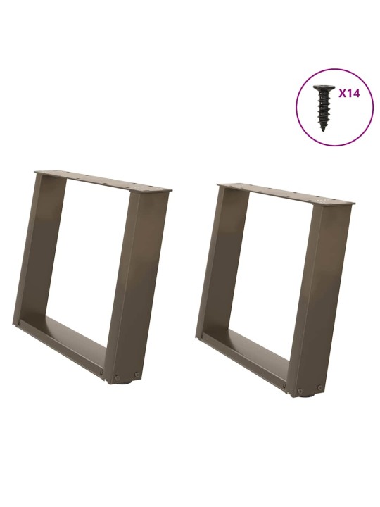 Nohy konferenčního stolku ve tvaru u, 2 ks, přírodní ocel, 60 x (42-43) cm, ocel