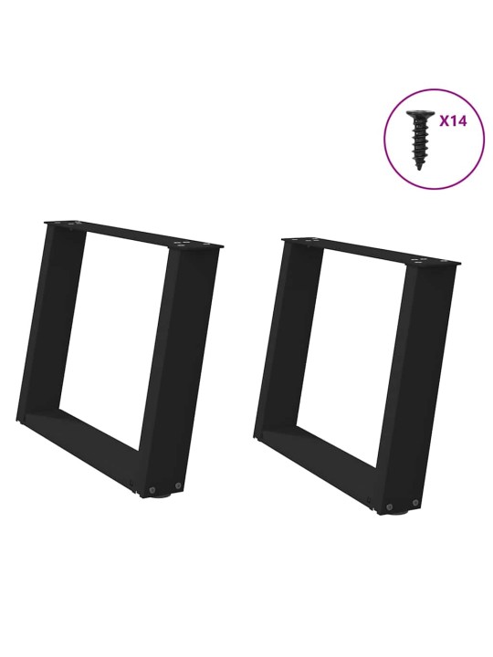 Nohy konferenčního stolku ve tvaru u, 2 ks, černé, 70 x (42-43) cm, ocel