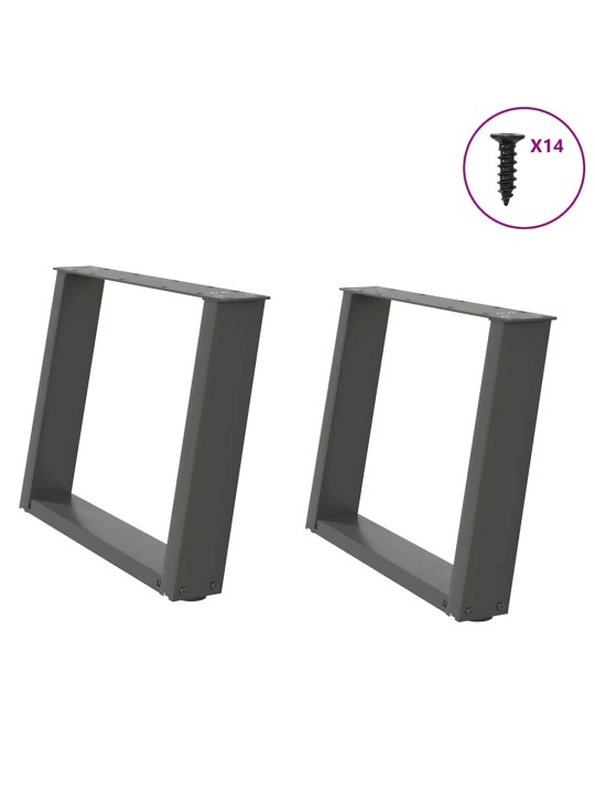 Nohy konferenčního stolku ve tvaru u 2 ks antracitové 70 x (42-43) cm ocelové