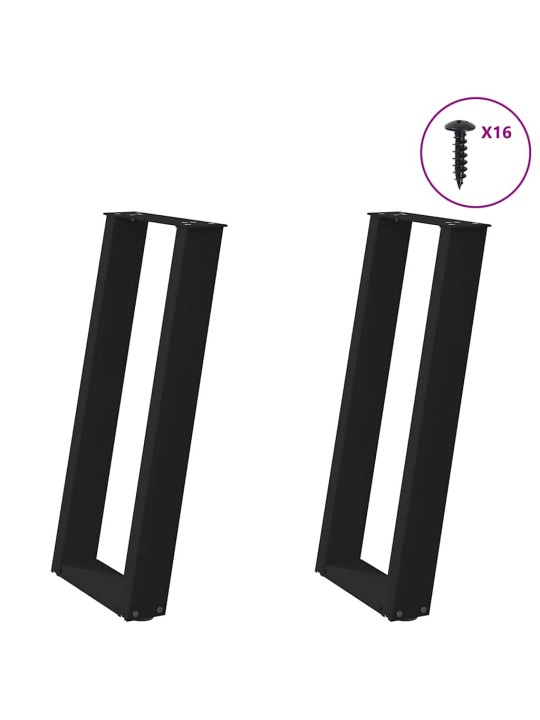 Nohy konzolového stolku ve tvaru u, 2 ks, černé, 38 x (72-73) cm, ocel
