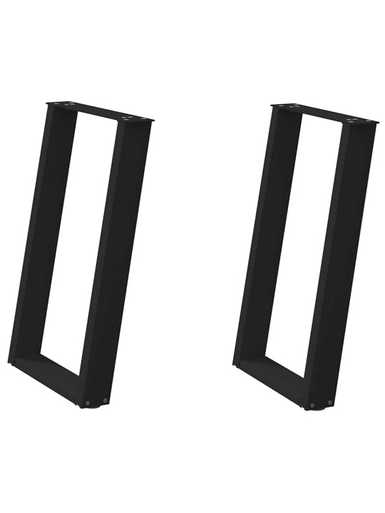 Nohy k jídelnímu stolu ve tvaru u, 2 ks, černé, 50 x (72-73) cm, ocel