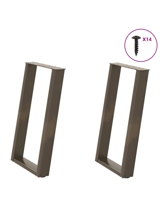 Nohy k jídelnímu stolu ve tvaru u, 2 ks, přírodní ocel, 50 x (72-73) cm, ocel