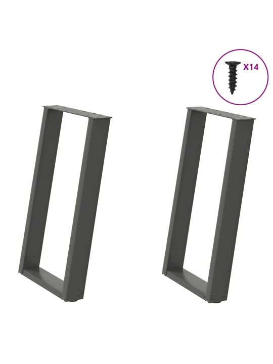 Nohy k jídelnímu stolu ve tvaru u 2 ks antracitové 60 x (72-73) cm ocelové