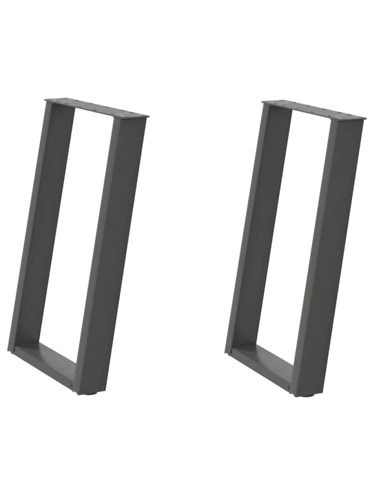 Nohy k jídelnímu stolu ve tvaru u 2 ks antracitové 60 x (72-73) cm ocelové