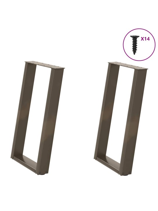 Nohy k jídelnímu stolu ve tvaru u, 2 ks, přírodní ocel, 60 x (72-73) cm, ocel