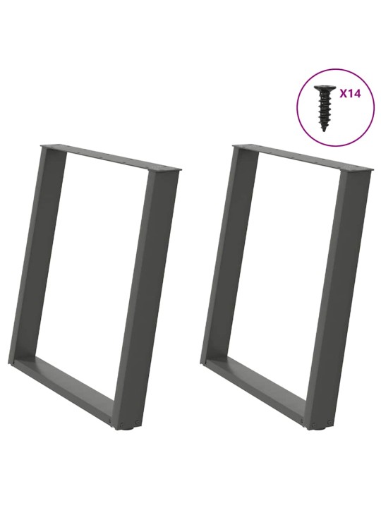 Nohy k jídelnímu stolu ve tvaru u, 2 ks, antracitové, 70 x (72-73) cm, ocel