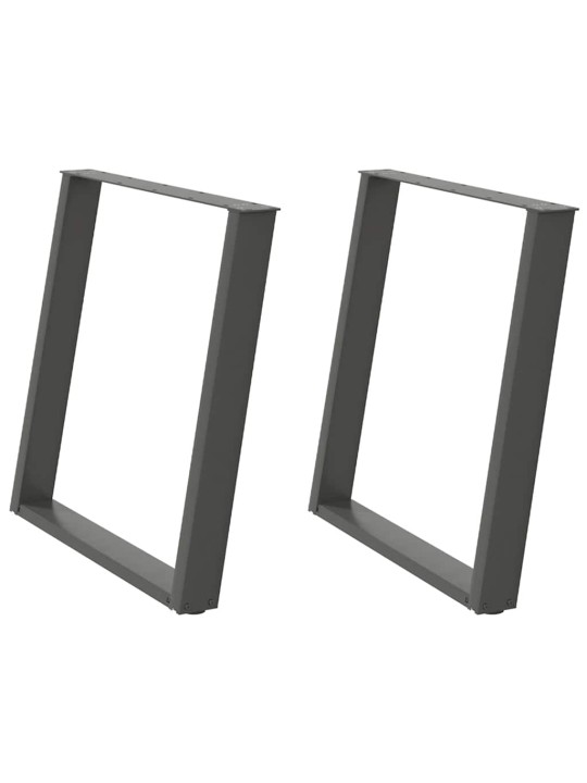 Nohy k jídelnímu stolu ve tvaru u, 2 ks, antracitové, 70 x (72-73) cm, ocel