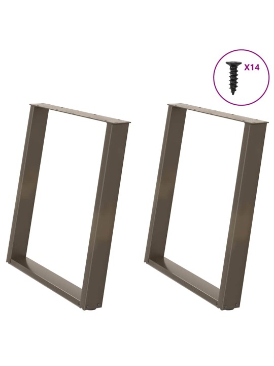 Nohy k jídelnímu stolu ve tvaru u, 2 ks, přírodní ocel, 70 x (72-73) cm, ocel