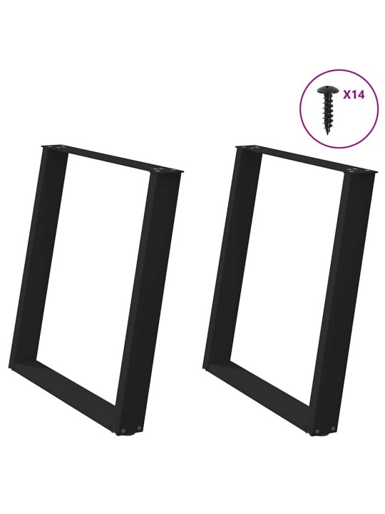 Nohy k jídelnímu stolu ve tvaru u, 2 ks, černé, 80 x (72-73) cm, ocel