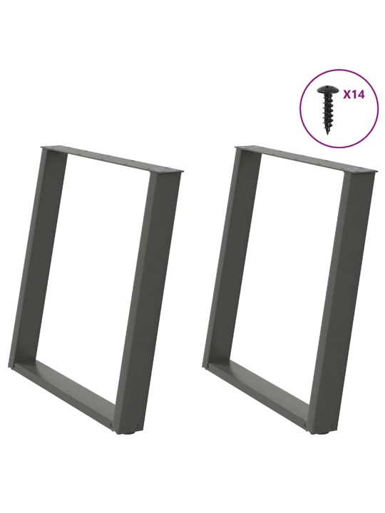Nohy k jídelnímu stolu ve tvaru u, 2 ks, antracitové, 80 x (72-73) cm, ocel