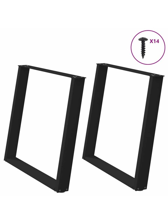 Nohy k jídelnímu stolu ve tvaru u, 2 ks, černé, 90 x (72-73) cm, ocel
