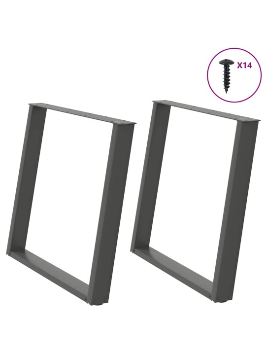 Nohy k jídelnímu stolu ve tvaru u, 2 ks, antracitové, 90 x (72-73) cm, ocel