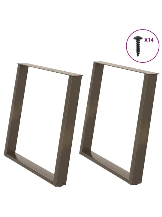 Nohy k jídelnímu stolu ve tvaru u, 2 ks, přírodní ocel, 90 x (72-73) cm, ocel