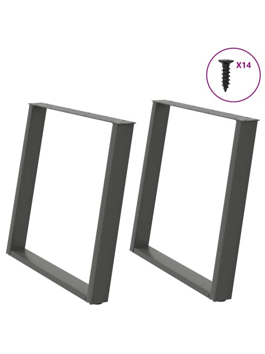Nohy k jídelnímu stolu ve tvaru u 2 ks antracitové 100 x (72-73) cm ocelové