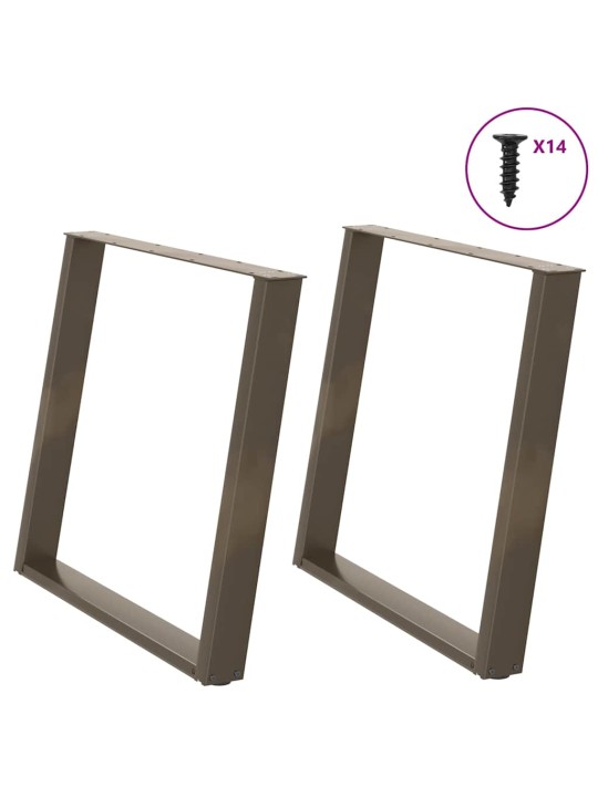 Nohy k jídelnímu stolu ve tvaru u, 2 ks, přírodní ocel, 100 x (72-73) cm, ocel