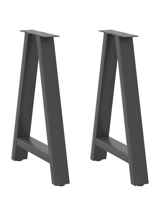 Nohy k jídelnímu stolu ve tvaru a, 2 ks, antracitové, 50 x (72-73) cm, ocel
