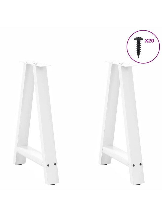 Nohy k jídelnímu stolu ve tvaru a, 2 ks, bílé, 60 x (72-73) cm, ocel