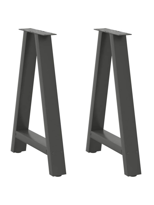 Nohy k jídelnímu stolu ve tvaru a, 2 ks, antracitové, 60 x (72-73) cm, ocel