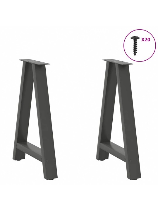 Nohy k jídelnímu stolu ve tvaru a, 2 ks, antracitové, 60 x (72-73) cm, ocel