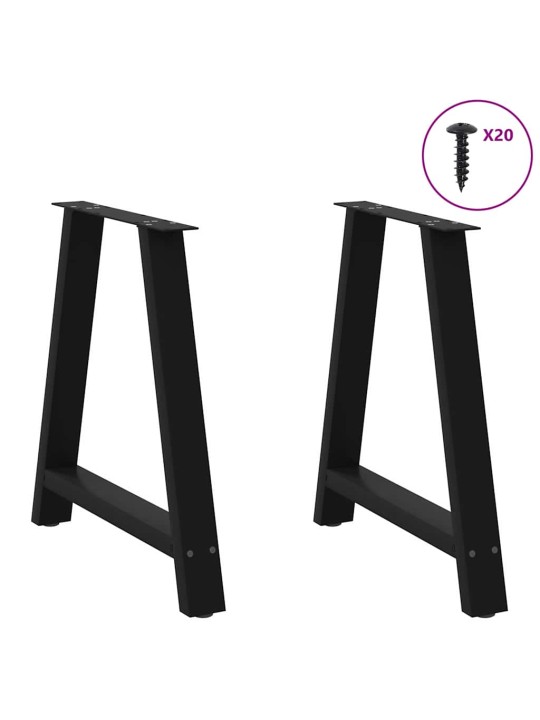 Nohy k jídelnímu stolu ve tvaru A, 2 ks, černé, 70 x (72-73) cm, ocel