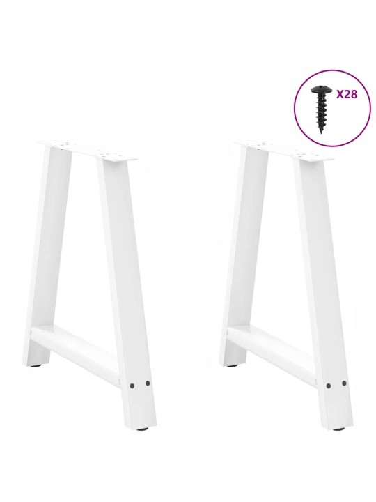 Nohy k jídelnímu stolu ve tvaru a, 2 ks, bílé, 80 x (72-73) cm, ocel