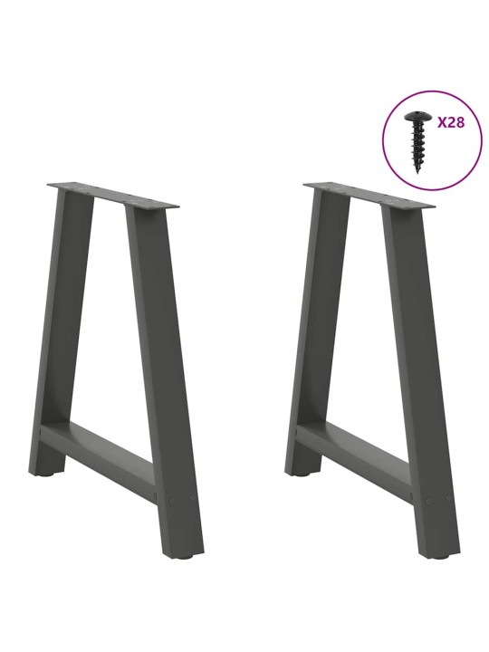 Nohy k jídelnímu stolu ve tvaru A, 2 ks, antracitové, 80 x (72-73) cm, ocel