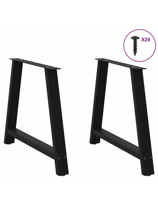 Nohy k jídelnímu stolu ve tvaru A, 2 ks, černé, 90 x (72-73) cm, ocel