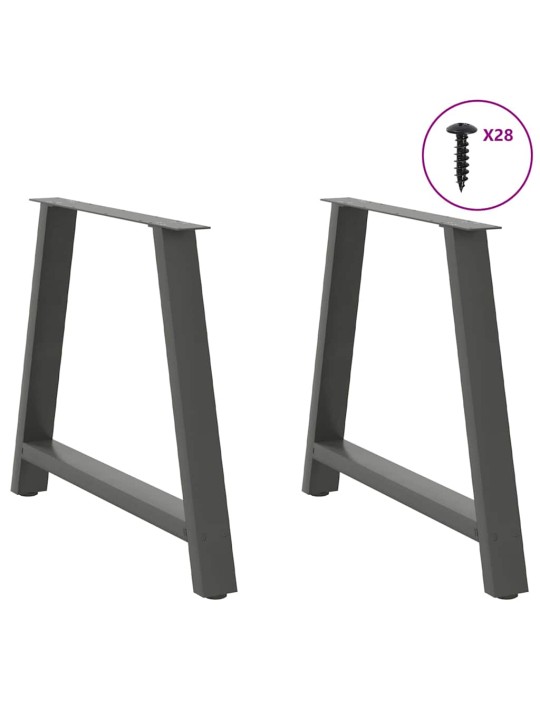 Nohy k jídelnímu stolu ve tvaru a, 2 ks, antracitové, 90 x (72-73) cm, ocel